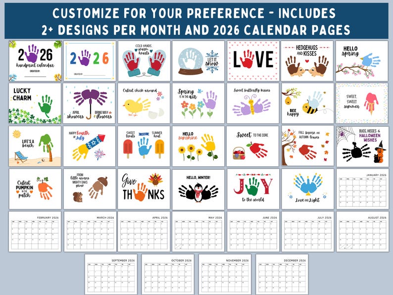 2026 Printable Handprint Calendar Craft - DIY Keepsake and Gift From ...
