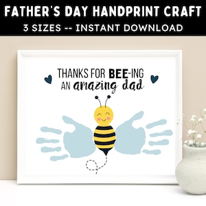 Incroyable création artisanale d'empreintes de main d'abeille -- activité de bricolage imprimable pour papa à partir d'enfants, de tout-petits et de bébés -- pour la fête des pères, les anniversaires et plus encore !