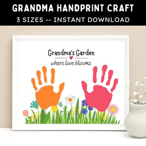 Grandma Handprint Craft -- Grandma's Garden DIY Activity for Kids, Toddlers & Babies -- Printable Keepsake Art -- Instant Download