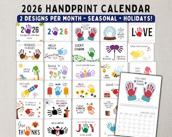 2026 Printable Handprint Calendar Craft - DIY Keepsake and Gift from Kids, Toddlers & Babies -- Instant Download