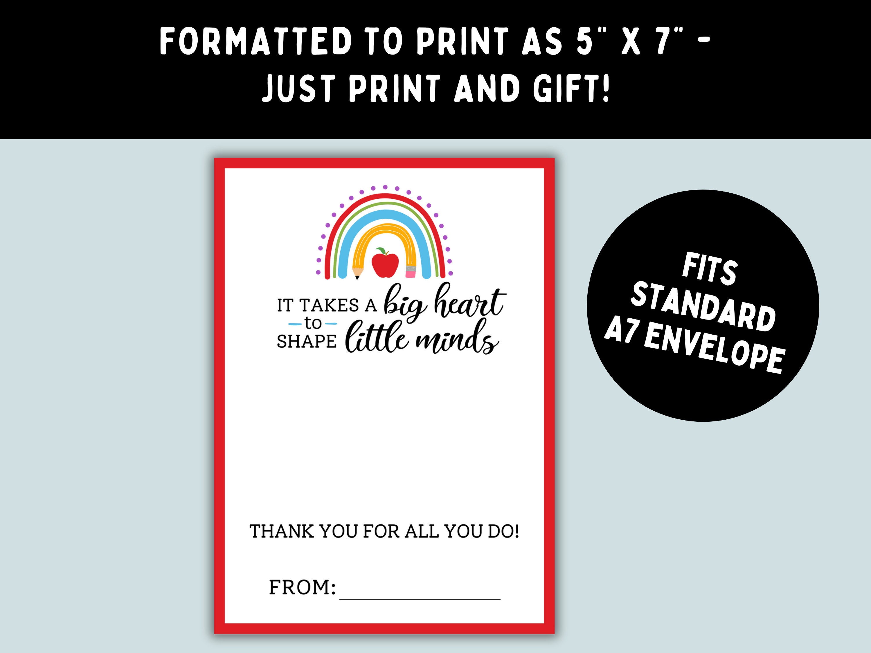 Teacher Appreciation Gift Card Holder - Rainbow - Printable Teacher ...