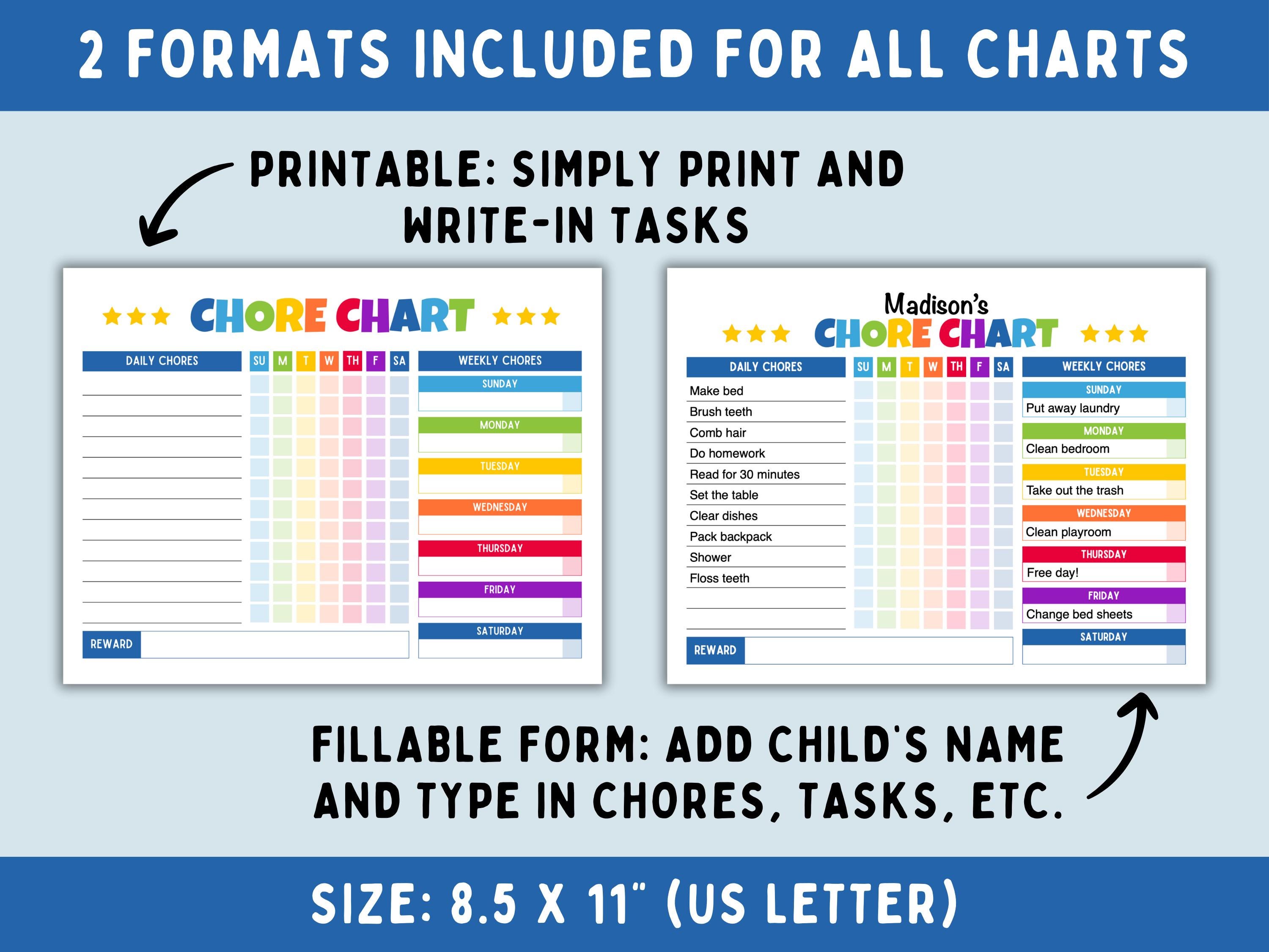 Editable Kids Chore & Routine Chart Bundle - Weekly and Daily ...