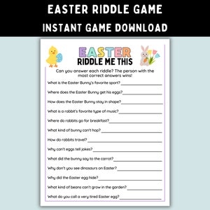 Easter Riddle Game -- Printable Easter Party Game -- Easter Activities for Kids, Teens, Adults