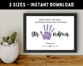 Grandma Handprint Craft -- Personal Handmade Keepsake Gift for Grandmother -- DIY Art from Kids, Toddlers & Babies