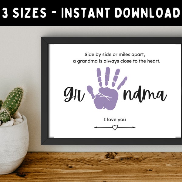 Grandma Handprint Craft -- Grandma DIY Gift -- Grandma Handmade Keepsake -- Handprint Art -- DIY Baby Toddler Child Kid Gift