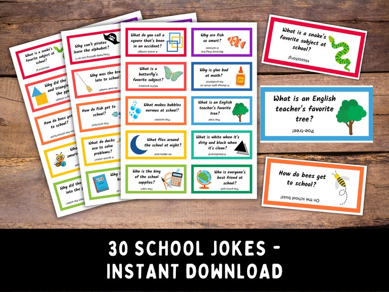 30 School-themed Jokes for Kids Printable Lunchbox Jokes School ...