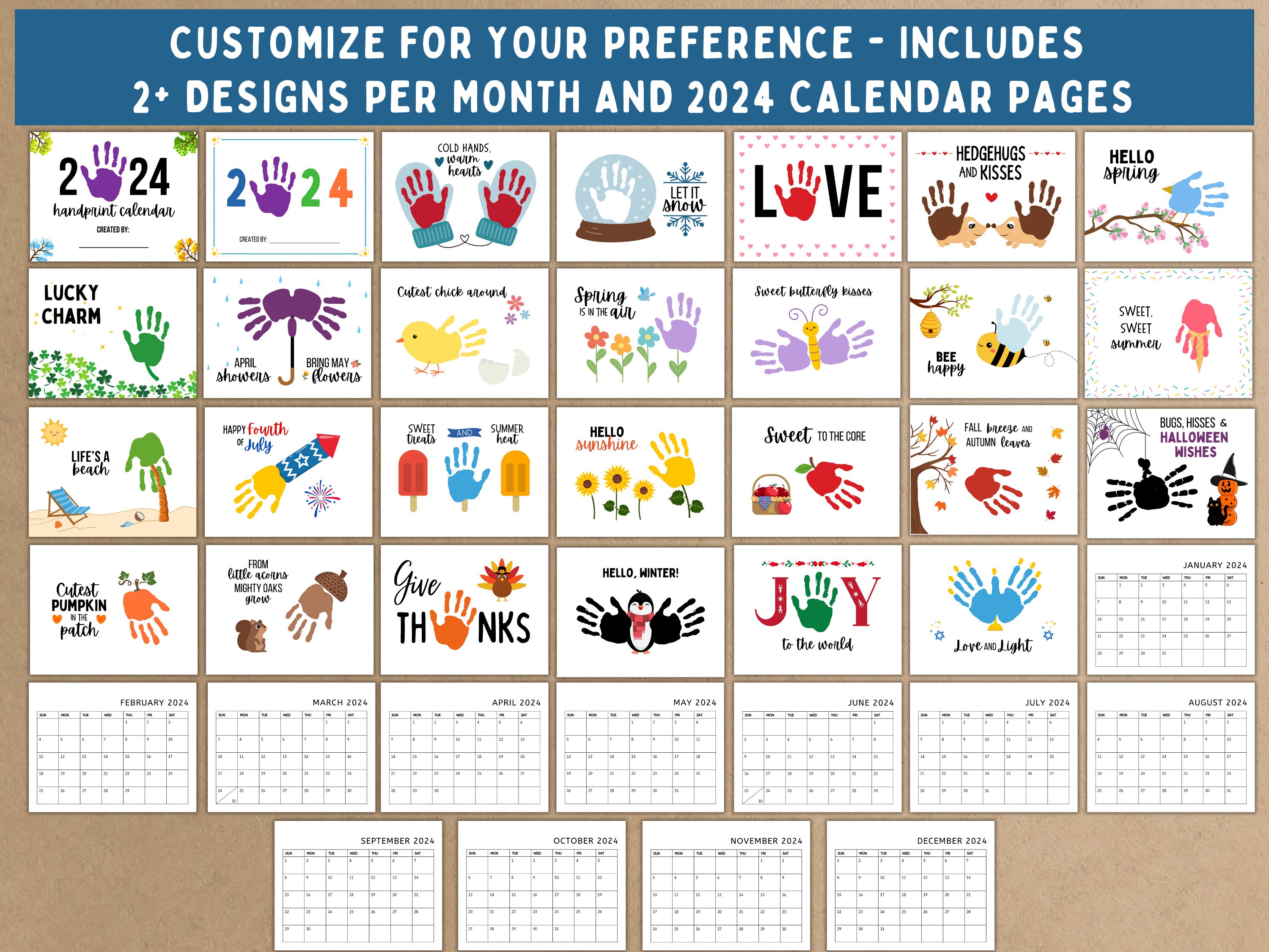 2024 Handprint Calendar Printable Handprint Craft Etsy Australia