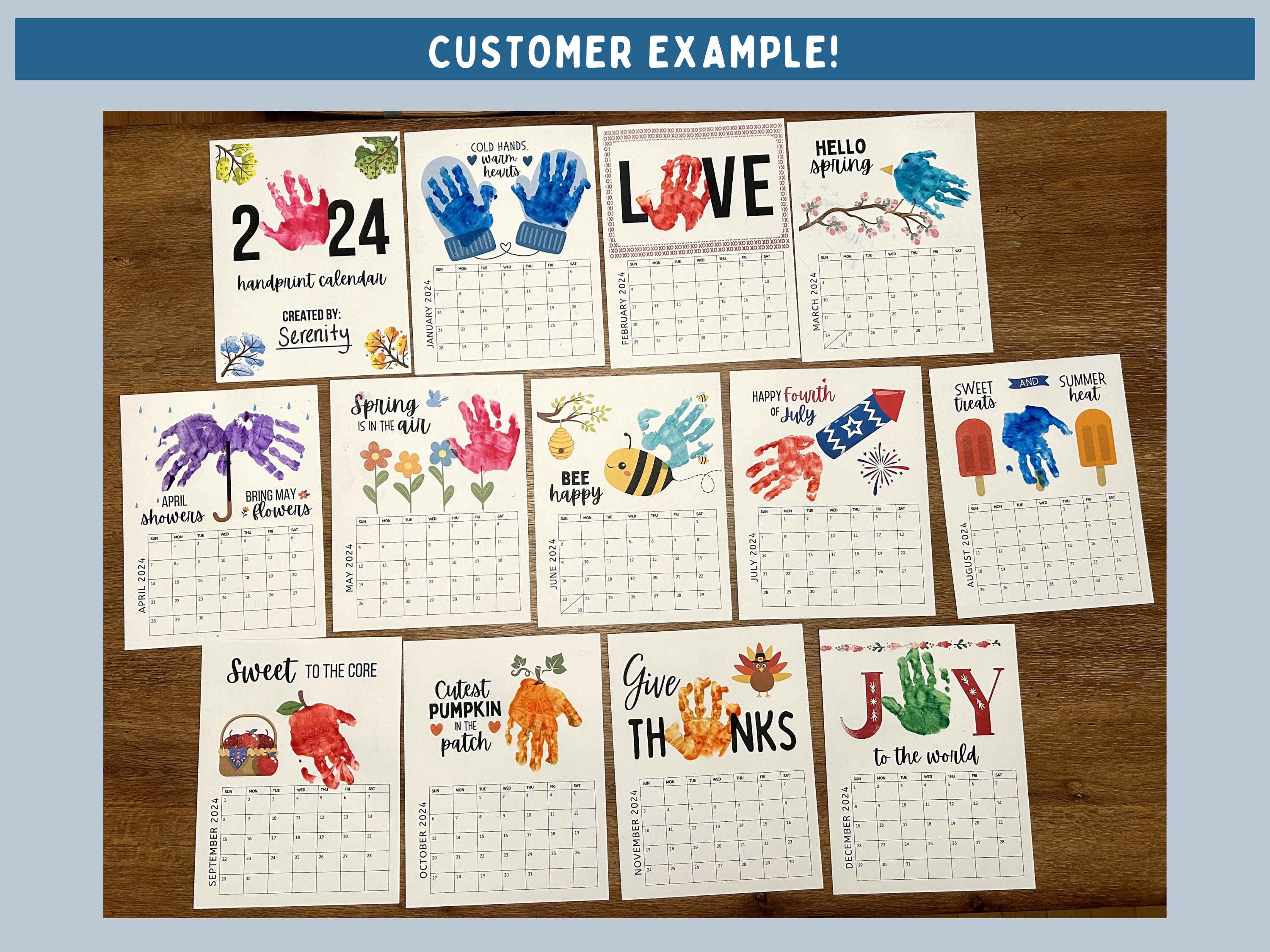 2025 Handprint Calendar Printable Handprint Craft Single Page Handprint