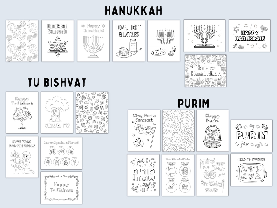 50+ Jewish Holiday Coloring Pages -- Printable Craft Activities for ...
