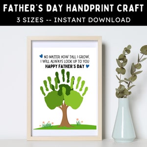 Impronta della mano dell'albero della festa del papà - Attività artistica fai da te stampabile per papà da bambini, neonati e bambini piccoli - Download immediato