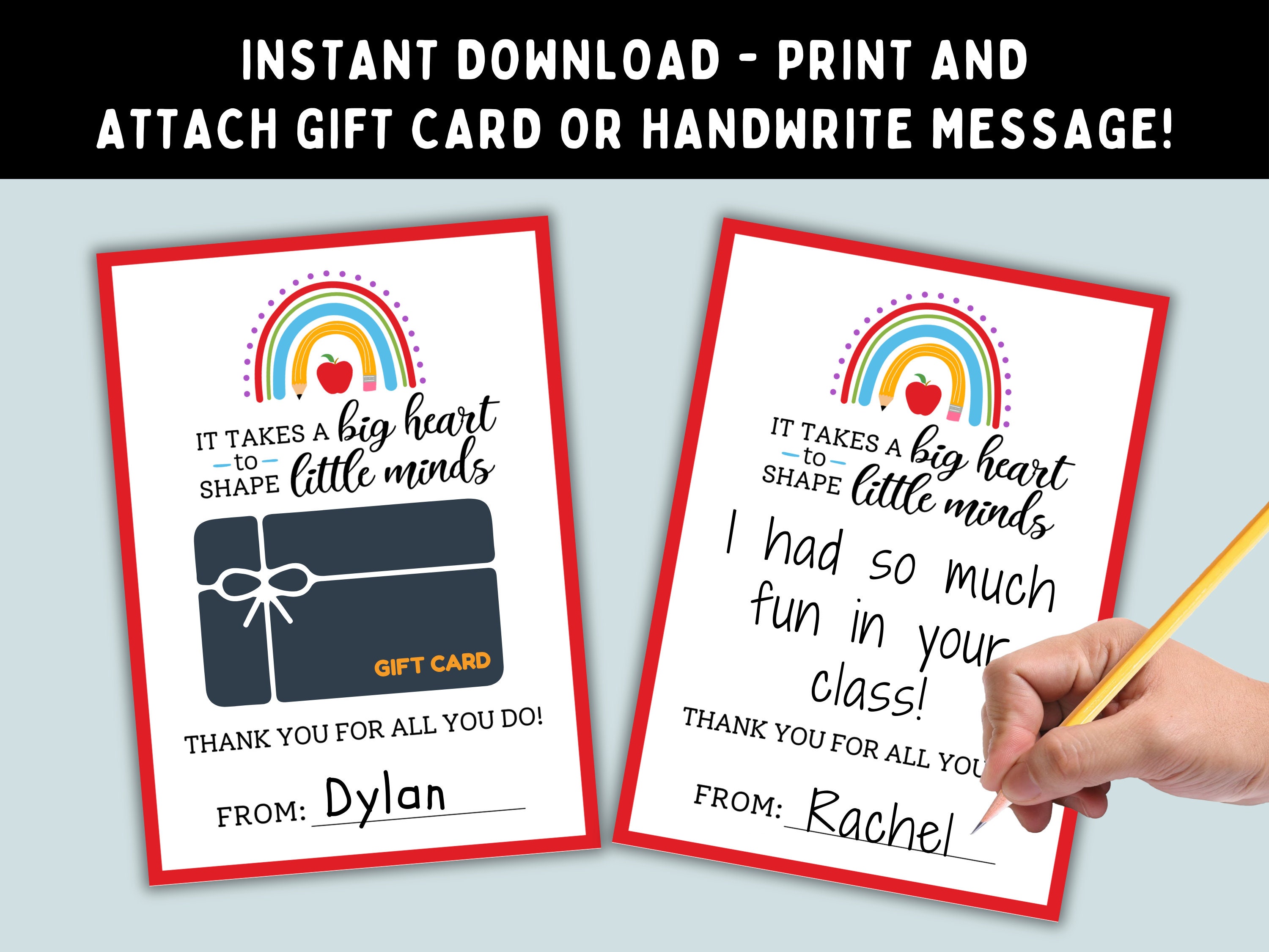Teacher Appreciation Gift Card Holder - Rainbow - Printable Teacher ...