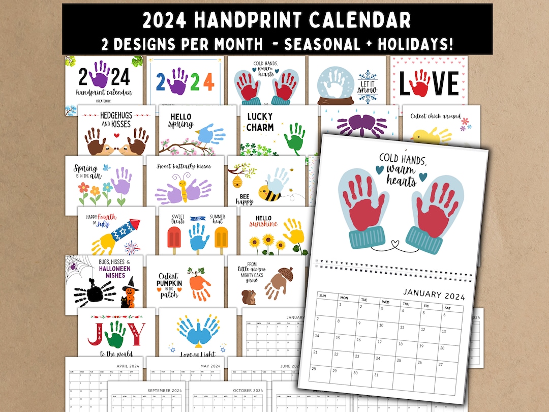2024 Handprint Calendar Printable Handprint Craft Handprint Keepsake 2024 Handprint Calendar Printable Handprint Craft Handprint Keepsake