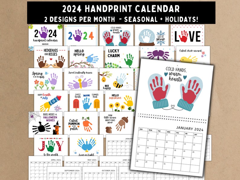 2024 Handprint Calendar Printable Handprint Craft Etsy Australia