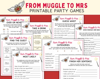 From Muggle to Mrs Party Games - Wizard Bachelorette Games - Magical Bridal Shower Activities --  Instant Download