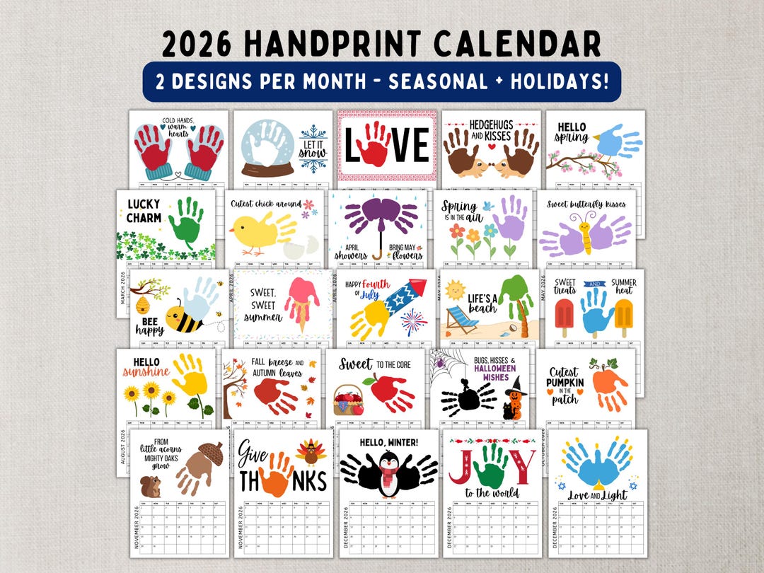 2026 Handprint Calendar - Printable Keepsake Craft for Kids, Toddlers ...