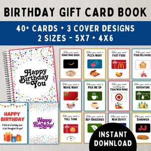 Libro dei biglietti regalo di compleanno - Porta biglietti regalo stampabile per studenti universitari, adolescenti e adulti - Download immediato