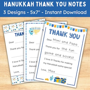 Füllen Sie die leeren Chanukka-Dankeskarten für Kinder aus - Printable Chanukka Dankesnotiz - Instant Download
