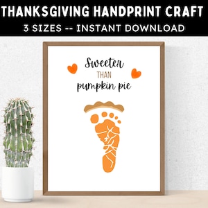 Pumpkin Pie Footprint Craft -- Printable Thanksgiving or Fall Activity for Kids, Toddlers & Babies -- Instant Download