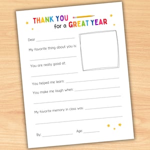 Ende des Jahres Lehrer Anerkennung Geschenk - Druckbare DIY Karte für Erzieher von Kinder, Vorschulkinder & Kleinkinder - Instant Download
