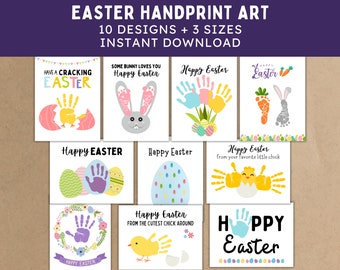 10 Easter Handprint and Footprint Craft Bundle -- Printable DIY Spring Craft Activities -- Handprint Fingerprint Art, Baby Toddler Kids