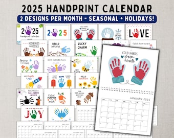 2025 Printable Handprint Calendar Craft - DIY Keepsake and Gift from Kids, Toddlers & Babies -- Instant Download