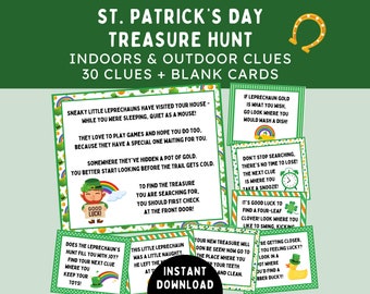 St. Patrick's Day Treasure Hunt -- Printable St Patrick's Day Scavenger Hunt -- Leprechaun Fun -- Hunt for Gold -- St Patrick's Day Activity