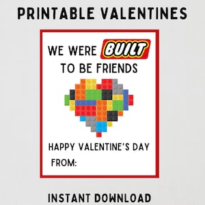 Bauklötze Valentinstag Karten - Druckbare DIY Valentinsgrüße für Klassenzimmer und Freundebörsen - DIY Instant Download