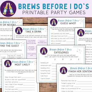Brews Before I Do&#39;s Party Games - Printable Bachelorette Games and Bridal Shower Activities --  Instant Download