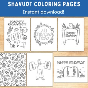 6 Shavuot Coloring Pages Printable Shavuot Activities Printable Jewish ...