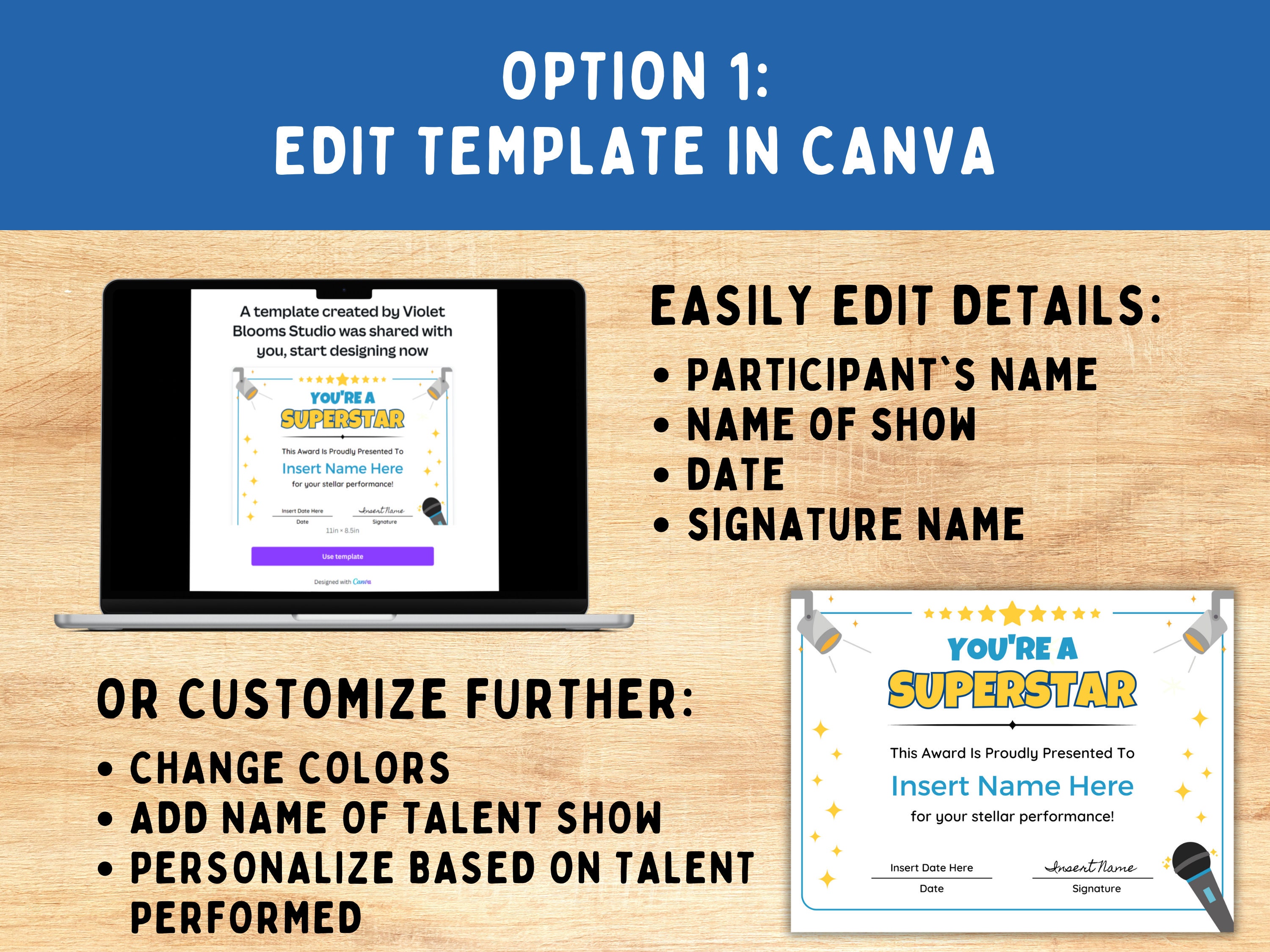 Talent Show Certificates Editable Talent Show Award Talent Show ...