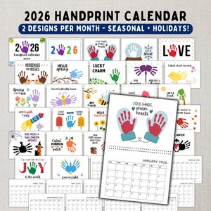 2026 Printable Handprint Calendar Craft - DIY Keepsake and Gift from Kids, Toddlers & Babies -- Instant Download