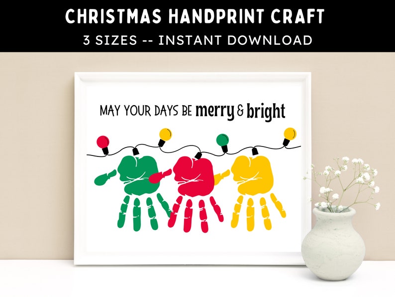 Christmas Handprint Craft Printable DIY Christmas Handprint Activity
