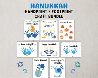 Hanukkah Handprint Craft Bundle -- Printable Chanukah Activity for Kids, Toddlers and Babies -- Jewish Holiday Art -- Instant Download