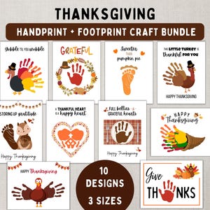Thanksgiving Handprint & Footprint Craft Bundle -- Printable DIY Turkey Day Activities for Kids, Toddlers and Babies -- Instant Download