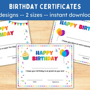 Certificat d'anniversaire pour les étudiants, les écoles et les garderies -- Récompense de joyeux anniversaire à imprimer -- Téléchargement instantané