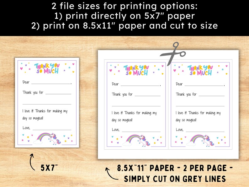 Unicorn Thank You Cards for Kids - Fill-in-the-blank Printable Thank ...