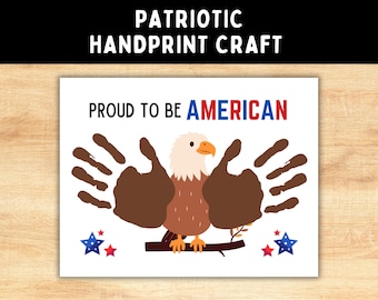 American Eagle Handprint Craft -- Printable DIY July 4th Craft Activity -- Handprint Art for Babies Toddlers, Kids -- Download, Printable