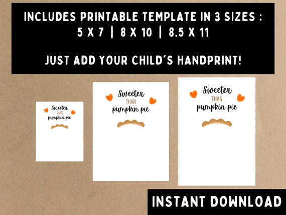 Pumpkin Pie Footprint Craft -- Printable Thanksgiving Handprint Activity -- DIY Fall Handprint Art, Baby Toddler Kids