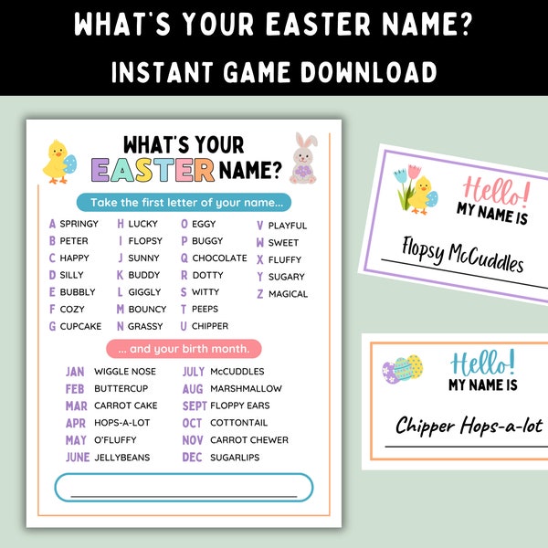 Easter Funny Name Game -- Printable Easter Party Game -- Easter Activities for Kids, Teens, Adults