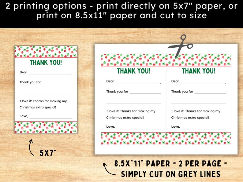 Fill in the Blank Christmas Thank You Cards for Kids - Printable Thank ...