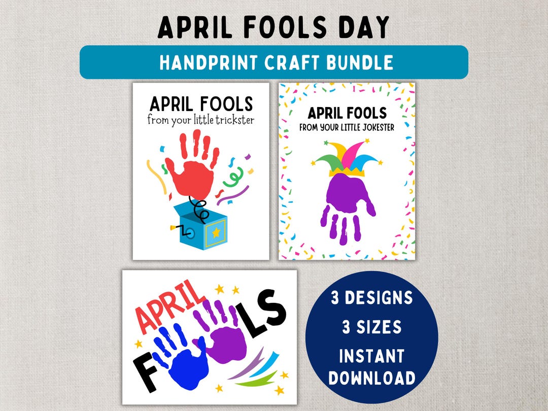 April Fools Day Handprint Craft Bundle - Printable DIY Art Activities ...