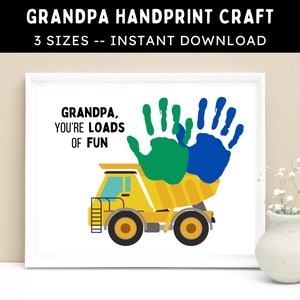 Artisanat d'empreinte de main de camion de construction de grand-père--activité artistique de bricolage imprimable pour grand-père des enfants, des tout-petits et des bébés--Téléchargement immédiat