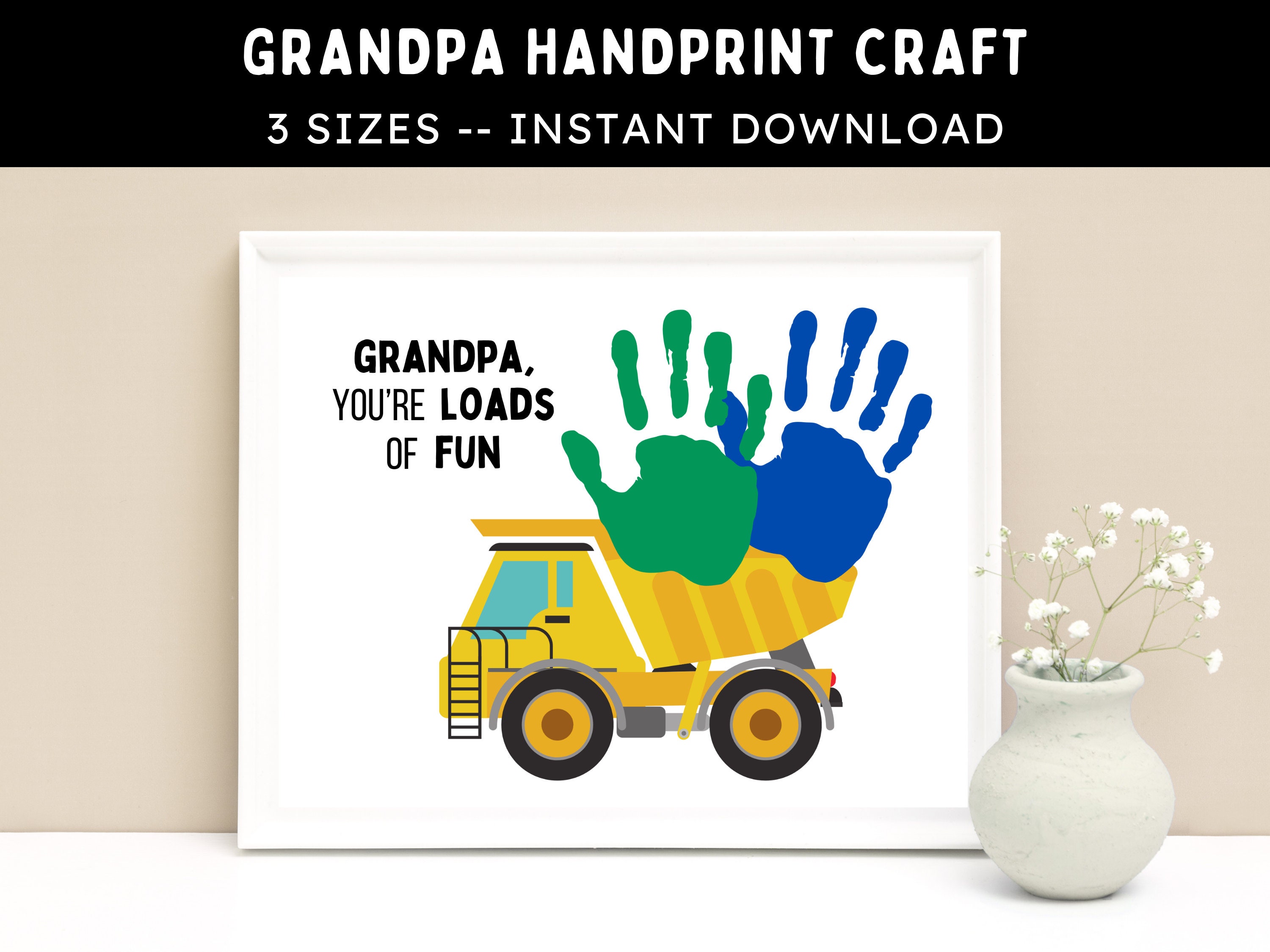 Grandpa Handprint Craft Construction Truck Handprint Printable DIY ...
