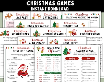 Christmas Party Games -- Printable Christmas Games -- Christmas Games for Kids or Adults