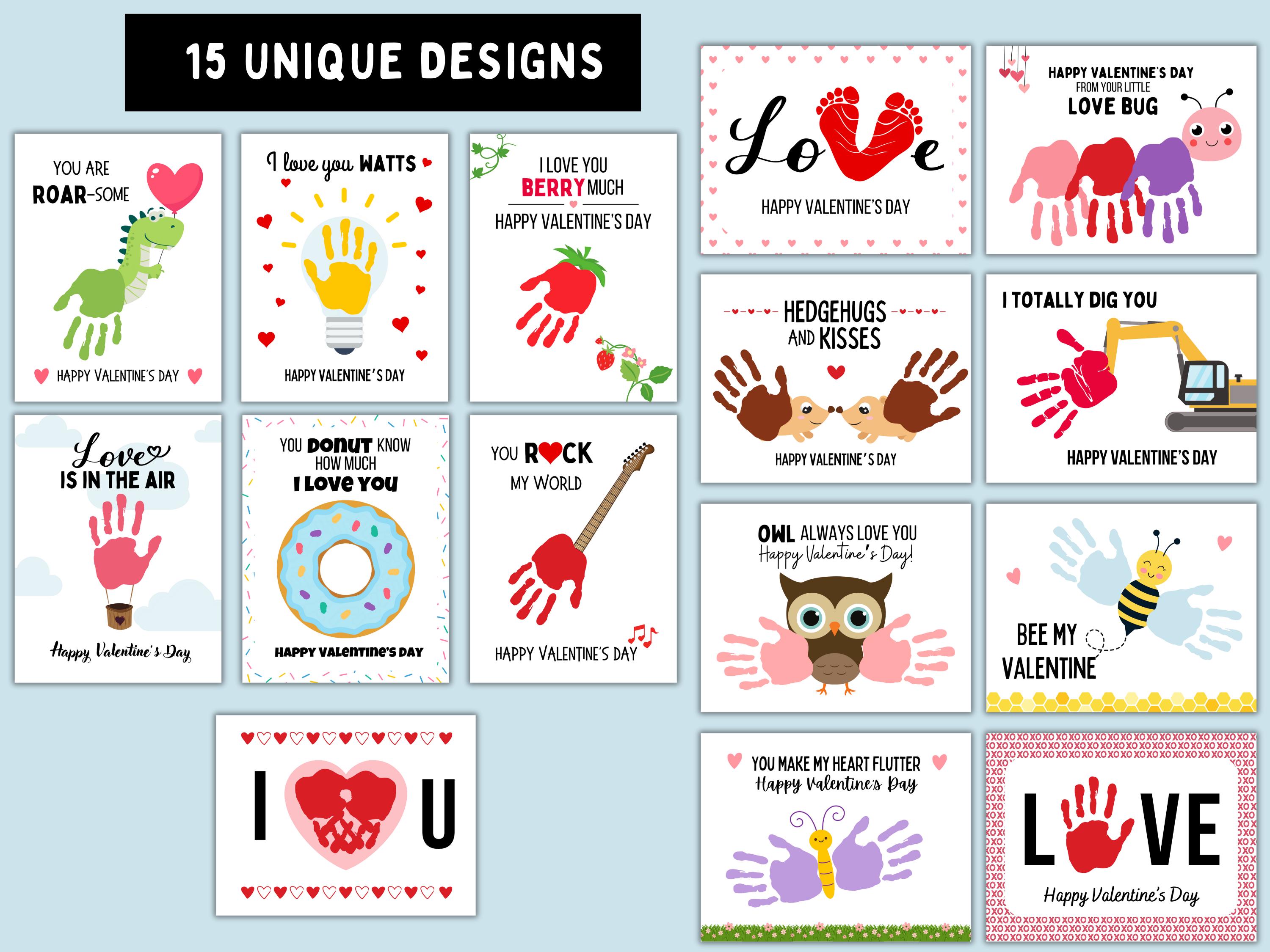 Valentine's Day Handprint & Footprint Craft Bundle -- Printable DIY Art ...