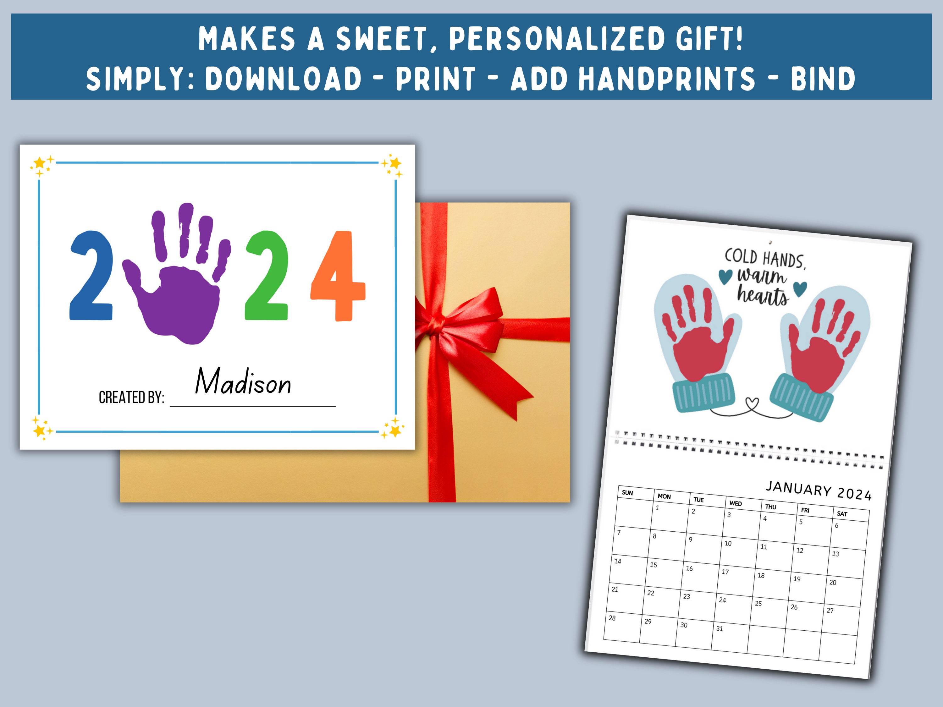 2024 Handprint Calendar Printable Handprint Craft Etsy Australia