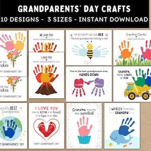 Großelterntag Handabdruck & Fußabdruck Handwerk Bündel - Druckbare DIY Kunst Aktivitäten für Kinder, Kleinkinder und Babys - Sofort Download