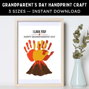 Impronta della mano del vulcano per la festa dei nonni -- Ti lavo -- Attività artistica fai da te stampabile per bambini, neonati e bambini piccoli -- Download immediato