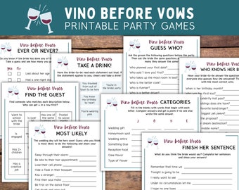Vino before Vows Party Games - Bachelorette and Bridal Shower Activities -  Vineyard Theme - Instant Download
