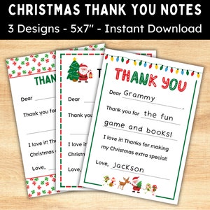 Fill-in-the-blanco kerstbedankkaarten voor kinderen - afdrukbare bedankbriefjes - direct downloaden